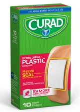Curad CUR47437RB Plastic Adhesive Bandages 2" x 4" Tan 10 EA/BX, 24 BX/CS