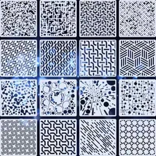 Stencils Texture geometric abstract NEW Set of 16   4 by 4 inches   #7789
