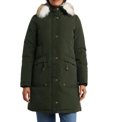 Sam Edelman Womens M Faux Fur Trim Faux Shearling Lined Hooded