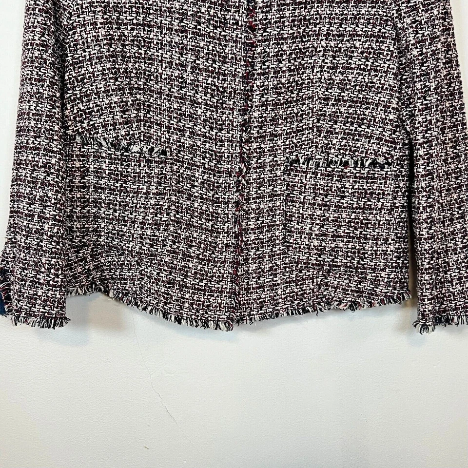 United Colors Of Benetton Boucle Boxy Jacket Red Blue Woven UK Size 14 New - Image 3 of 4