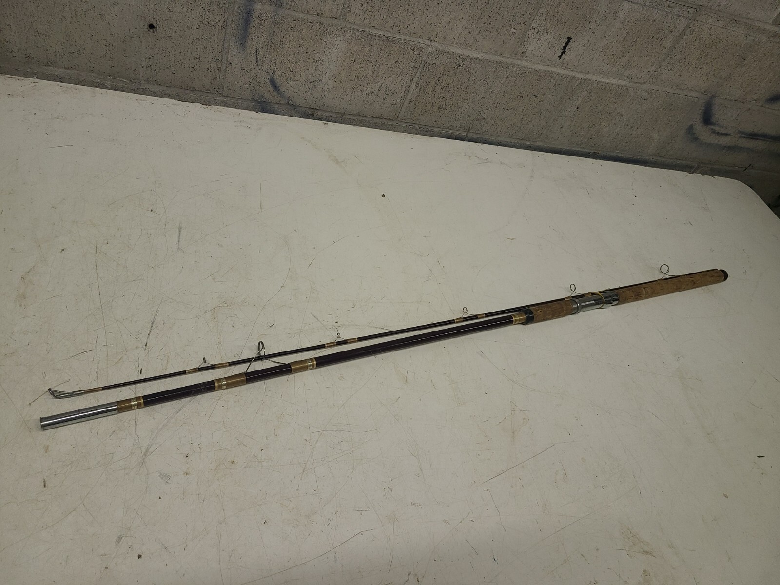 Vintage Hurricane Tubular Fiberglass Fishing Rod 8ft Pole 2-