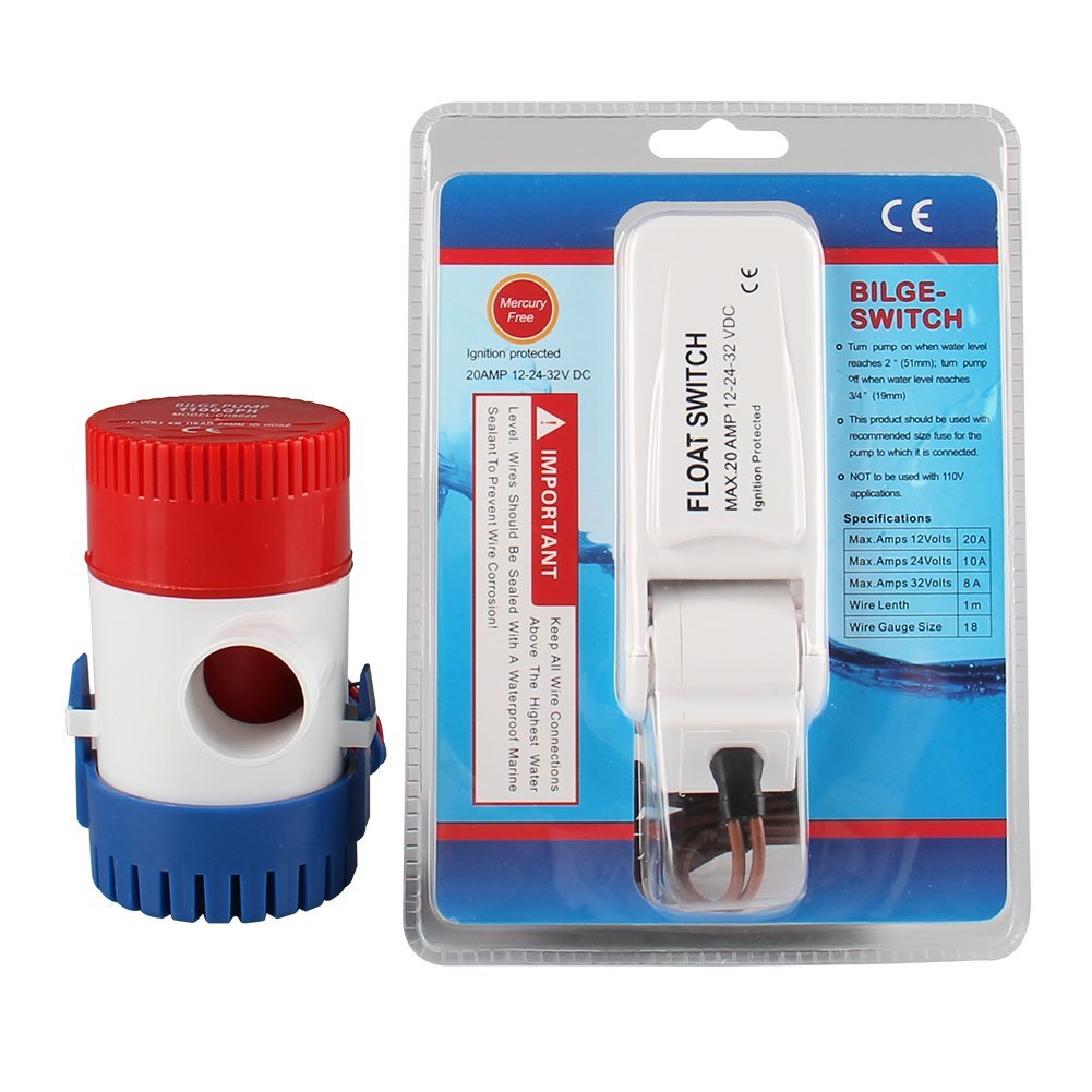 1100GPH Water Pump Auto w/ Float Switch 12V Automatic Submersible Boat Bilge