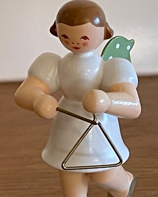 AS IS Wooden Echte Ergebirgische Handarbeit Angel Orchestra Wing TRIANGLE PLAYER