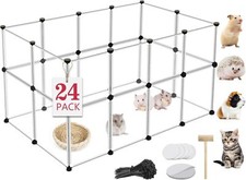 24 Panels Transparent Small Animals Playpen,48" x 24" x 28" Portable Pet Playpen