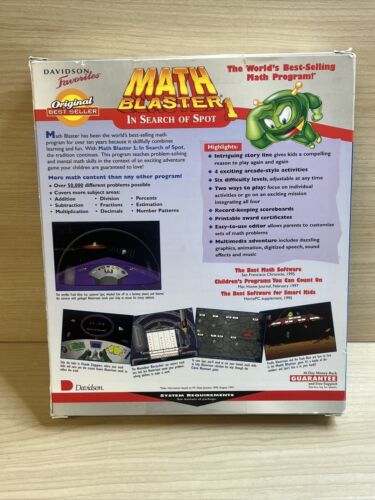 Davidson Math Blaster 1 For Windows 95 3.1 PC Game Teaching Vintage 1995 Sealed - Picture 2 of 5