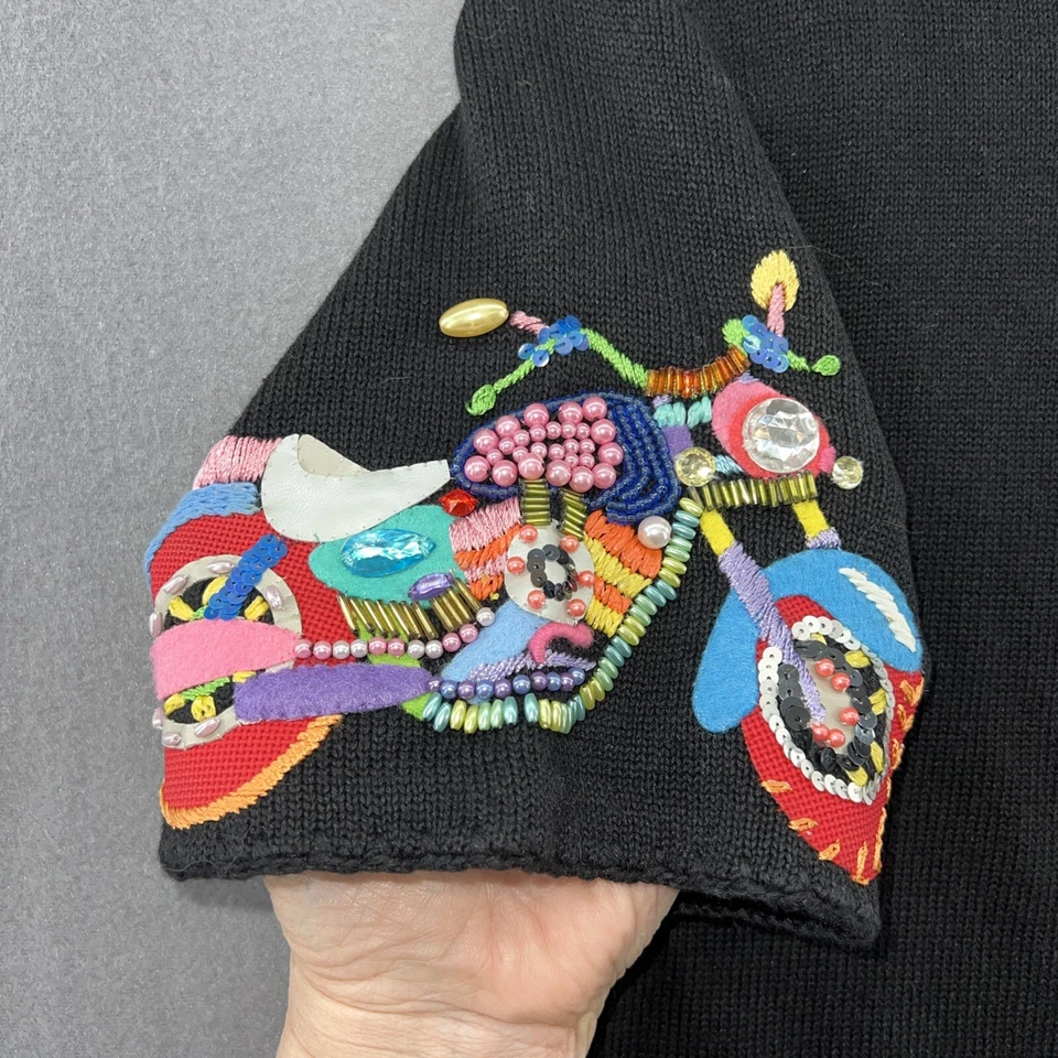 Suéter Michael Simon Mujer Grande Negro Manga Corta Cremallera Completa Motocicletas Foto 3 de 4