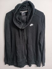 Nike Funnel Neck Hoodie Sweatshirt Full Zip Pockets Black Large Hooded