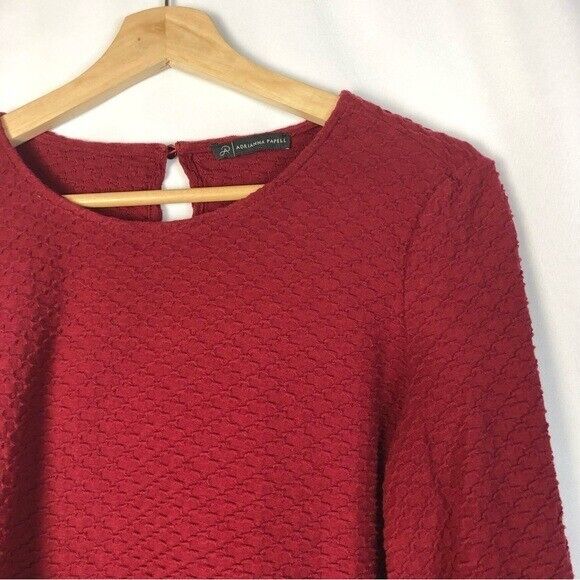 Adrianna Papell Red Textured 3/4 Long Sleeve Blou… - image 3
