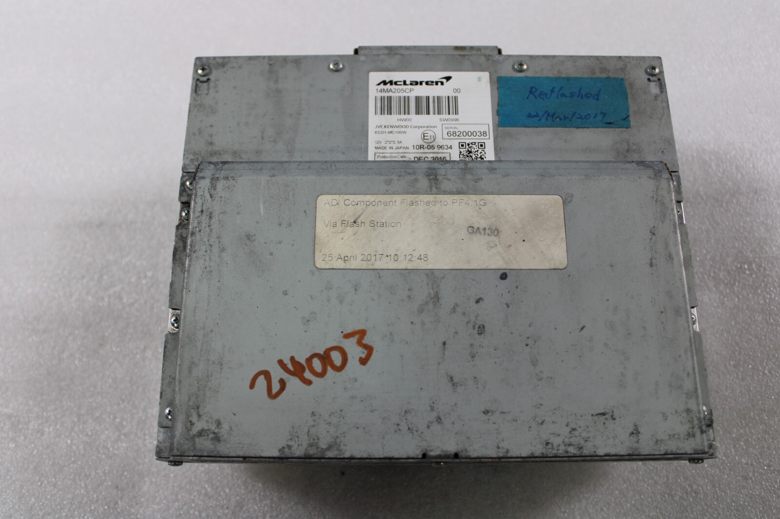 Mclaren 720S, Radio Head Unit, Rusted / Parts Only, Used, P/N 14MA205CP