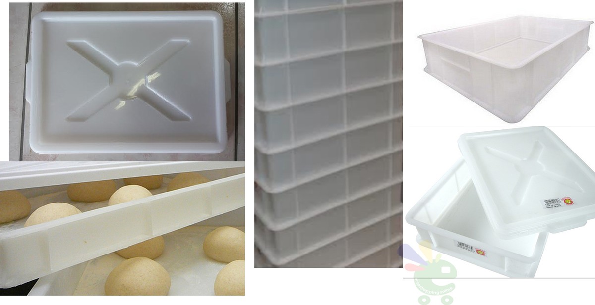 Cassetta Portaimpasto 40x30x10cm - In Polietilene, Per Lievitazione Pizza E Pane, Bianco