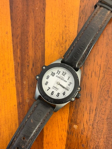 Vintage Timex Expedition Women's Watch Date Brown Band 32mm New Battery