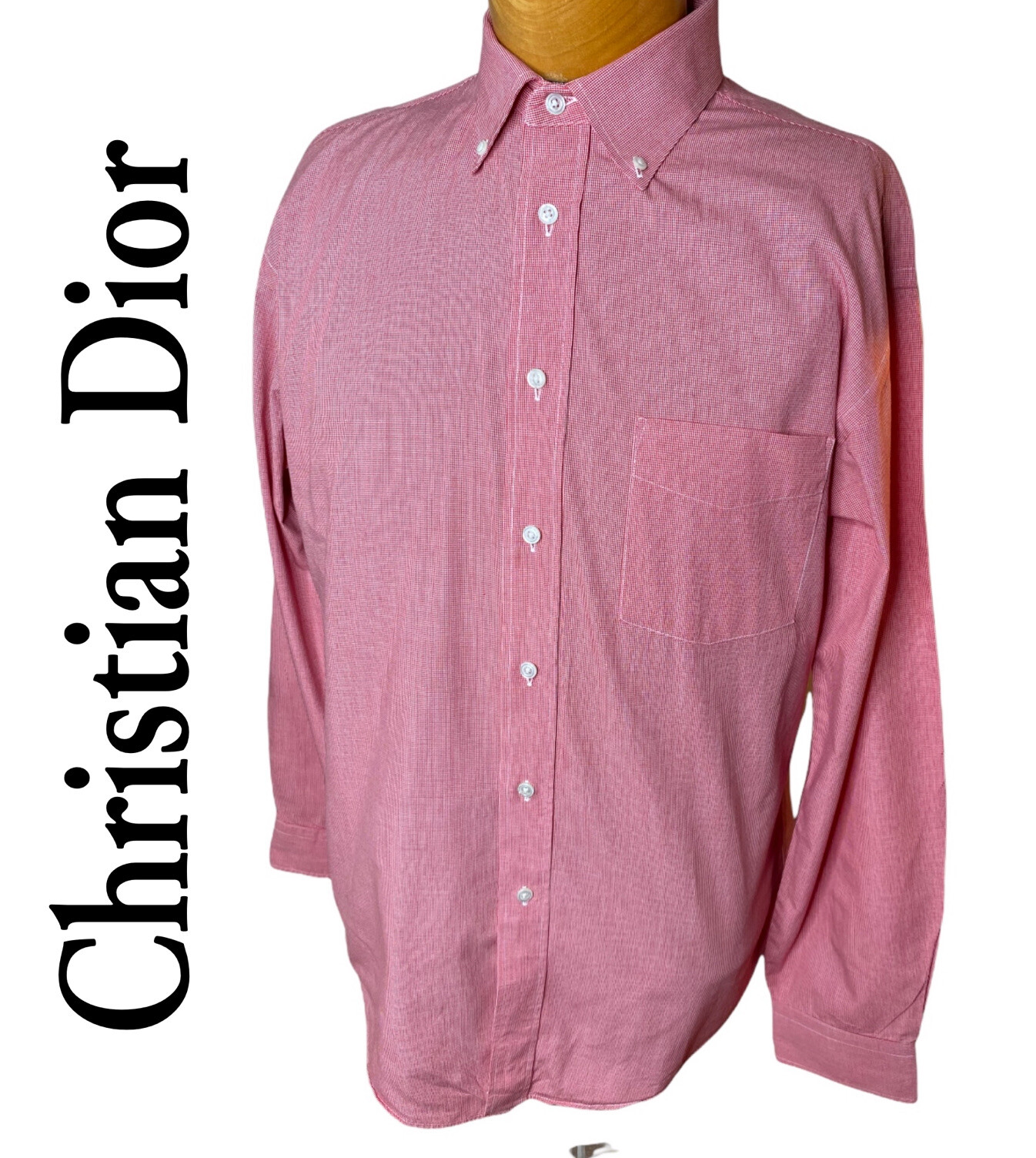 SAINT LAURENT Camicia di lusso designer Christian Dior rossa e bianca con bottoni taglia 16 5 34 35