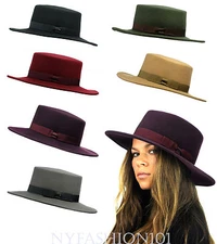 Brand New! GENUINE CC Brand! Wool Wide Brim Porkpie Fedora Hat w/ Simple Band 