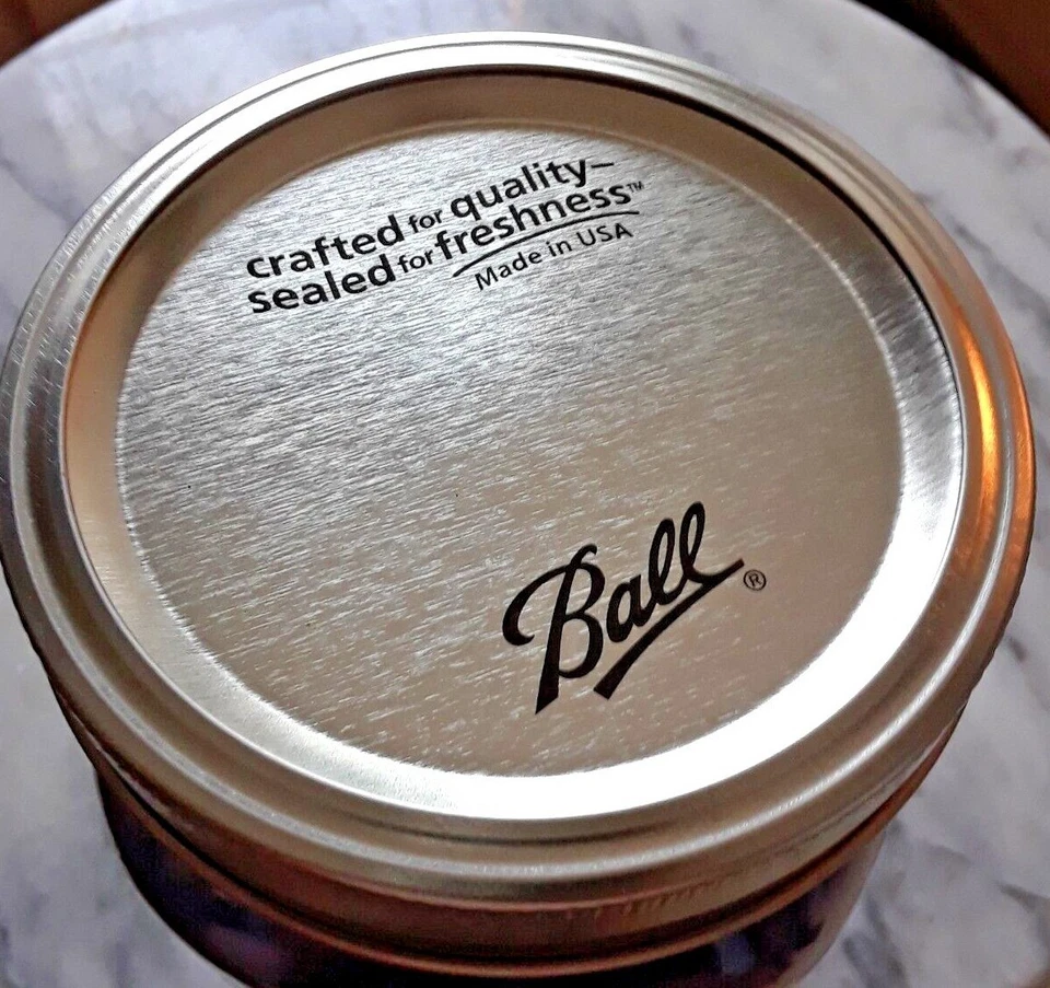 BOLA TARRO DE ALBAÑIL PÚRPURA CUARTO ~ Boca ancha ~ Almacenamiento de alimentos ~ Tapa de banda ~ A prueba de fugas Foto 3 de 4