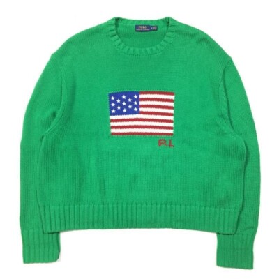 POLO RALPH LATREN ポロラルフローレン 星条旗ニット M 緑 POLO RALPH LATREN ポロラルフローレン 星条旗ニット M 緑
