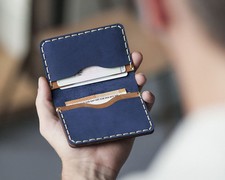 Personalized Leather Wallet. Rugged Pouch Card Holder