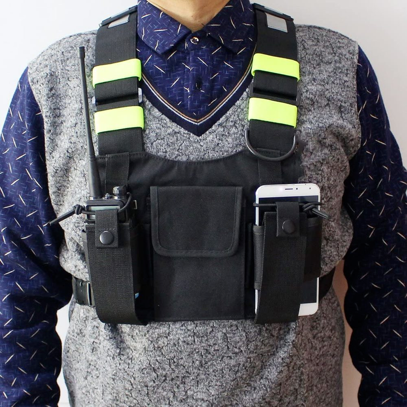Reflective Radio Chest Harness Two Way Walkie Talkie Rescue Pocket