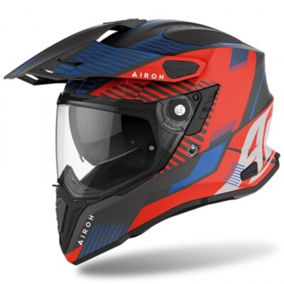 Casco Airoh Commander Boost red blu Honda Africa Twin Crossrunner