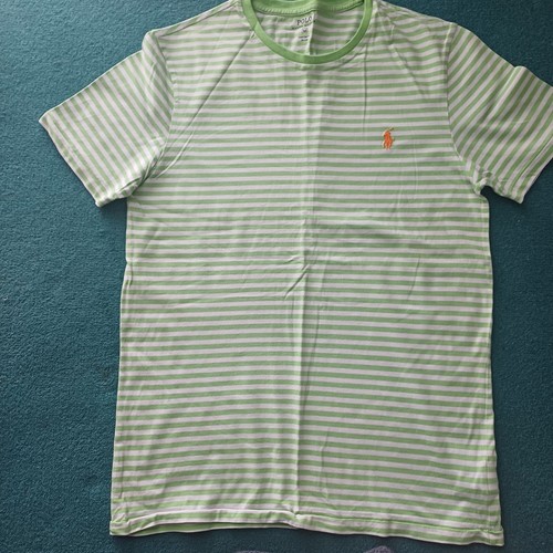 Polo Ralph Lauren - limettengrün/weiß gestreiftes Herren T-Shirt Gr. M
