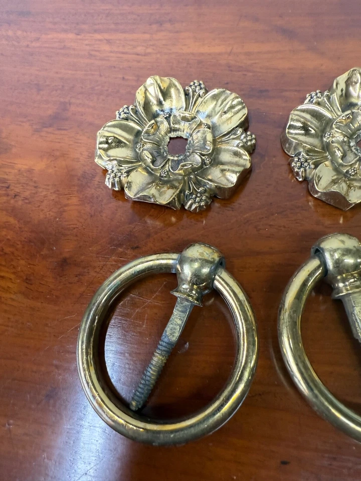 Antiguo clásico 1820 federal hardware imperio anillo tiradores conjunto bronce Foto 4 de 4