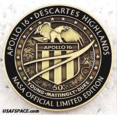 APOLLO-16 - 50th Anniversary - LUNAR FLOWN METAL - NASA MEDALLION - COA -MINT