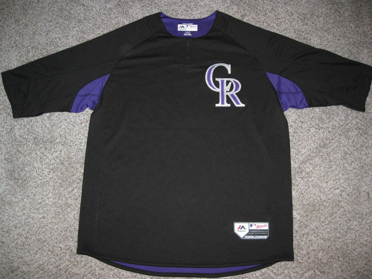 Majestic MLB Colorado Rockies ユニフォーム Colorado Rockies Black 3/4-Sleeve Mens XL Majestic Authentic BP