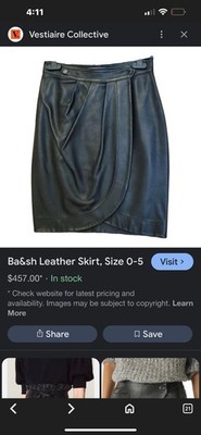 Bash Ba&sh NWT Leana Wrap-over Leather Mini Skirt  Noir Black  Size S   $460