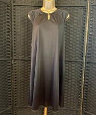 Vintage VANITY FAIR Short BLACK NIGHTGOWN Medium PTE NYLON Mod MCM Tomboy