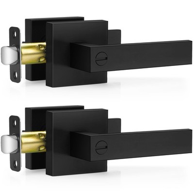 Plustool 2 Pack Matte Black Door Handles Interior, Keyless Interior Door Knob...