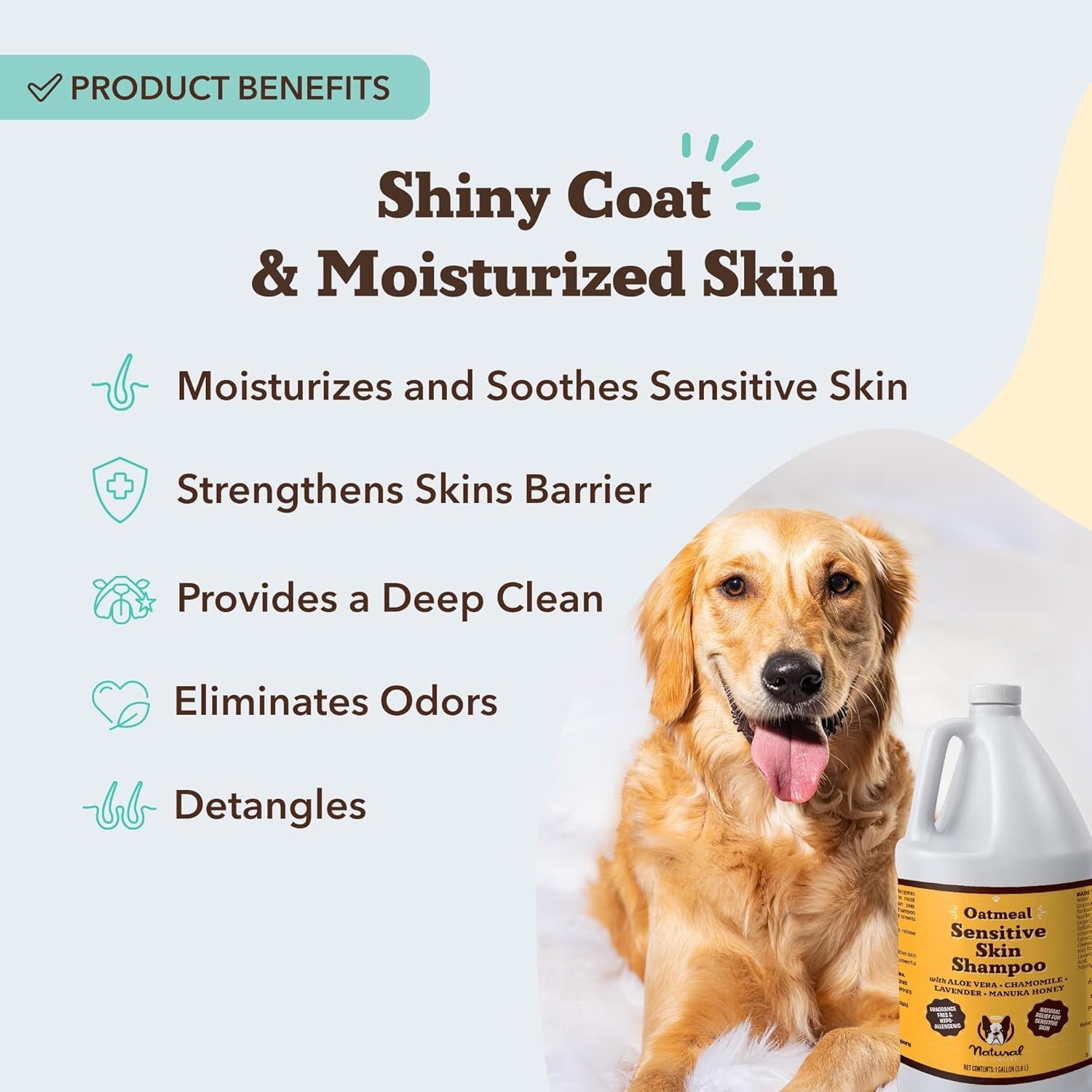 Gallon Dog Shampoo 128oz Oatmeal Hypoallergenic Aloe Manuka Honey Soothes Itc...