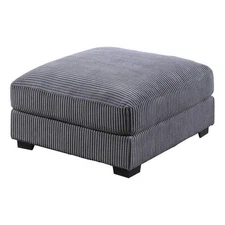 Joana Cocktail Ottoman- Dark Gray Wide Welt Corduroy Fabric- 37 Inch