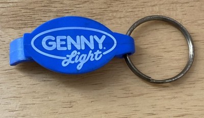 Genesee Genny Light Opener Keychain Blue Plastic Evans Mfg