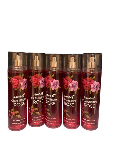 5 New Bath & Body Works SWEET CRANBERRY ROSE Fragrance Spray Mist 8 FL OZ Floral