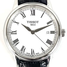 Tissot T-Classic Carson T085410A Quartz Watch White Dial Leather Band Used