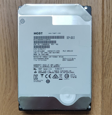 HGST Ultrastar 6TB 3,5'' SATA III HDD 7200RPM 256MB Cache HUS726060ALA640