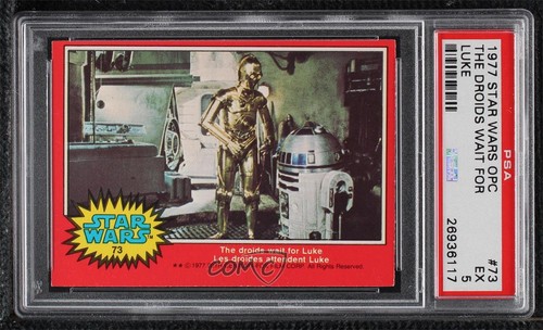 1977 OPC Star Wars #73 The droids wait for Luke