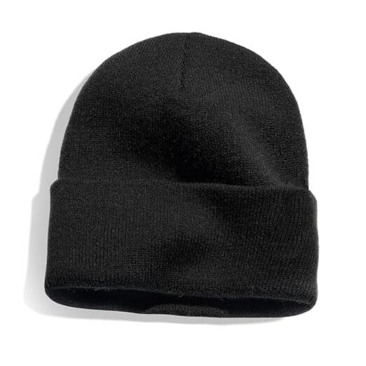Unisex Soft Knit Cuffed Beanie - Classic Black Skull Cap-image