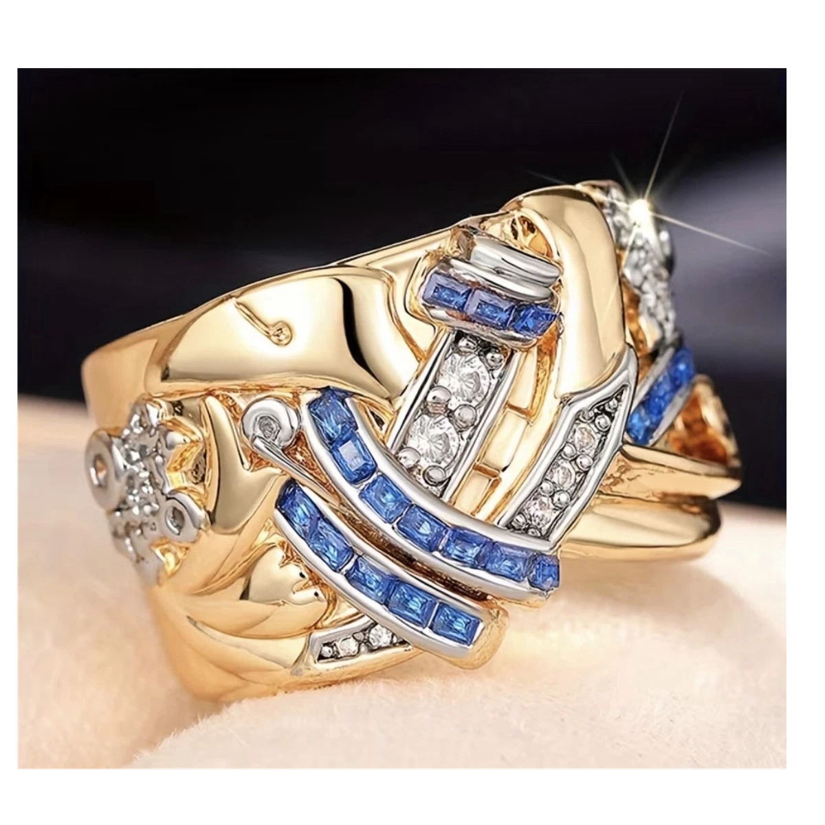18k Yellow Gold Plated Cubic Zirconia Fashion Rings 7 Ring for