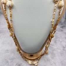 2 Pcs Natural Cowrie Shell Multi Strand Necklaces Boho Beach Festival Vintage