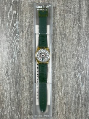 Swatch GK707 TOP CLASS 1993 Vintage Day Date 24H Leder Grün Funktionsfähig Box