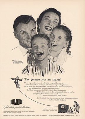 1950 DuMont Television: Greatest Joys Shared Norman Rockwell Vintage Print Ad