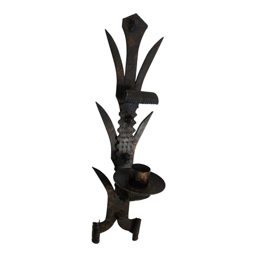 Gothic Medieval Wrought Iron Wall Candle 13½" Tall Sconce Spanish Made Revival - Bild 6 von 10