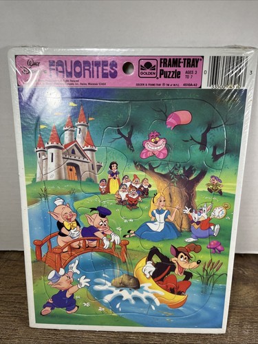Walt Disney Favorites Golden Frame Tray Puzzle 1984 Complete Snow White Alice - 第 1/9 張圖片