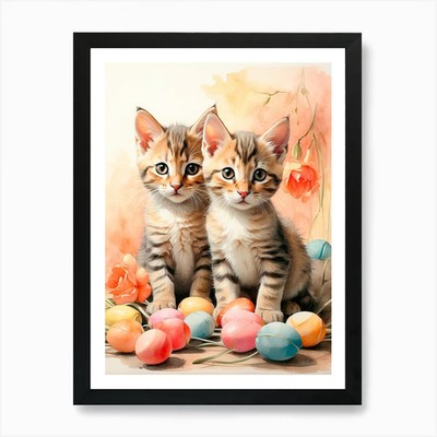 Ostern Kätzchen Kunstdruck gerahmt Wandgerahmt Wandbild Poster Leinwanddruck Bild