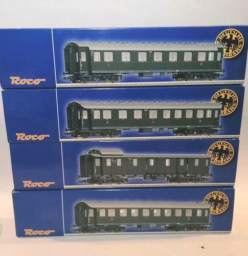 Schwader von Roco Spur HO Reisezugwagen. 4 x DRB Livery 45584 45585 45586 45587 | Condition: Used