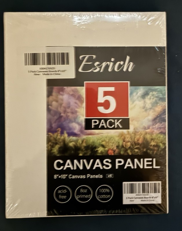 Esrich Canvas Pack 8x10. Five Pack.  And Acrylic Paints