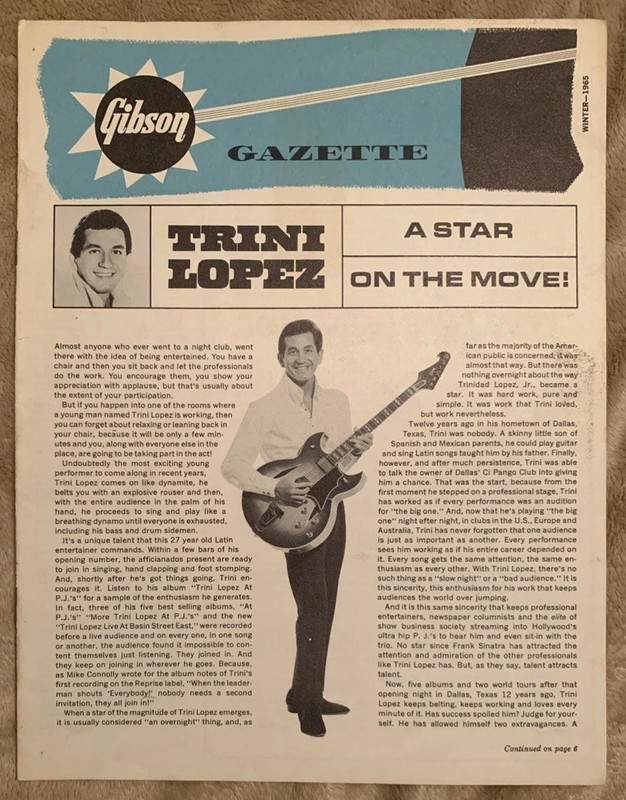 Winter 1965 Gibson Guitars “Gibson Gazette” Newsletter Magazine Not Reprint
