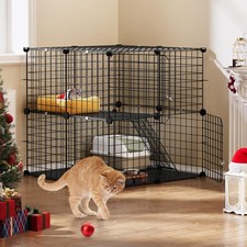 YITAHOME Pet Cat Rabbit Ferret Cage Indoor Enclosure 2-Tiers DIY Playpen
