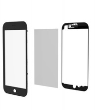 Glass W/ Frame  OCA Installed For Apple iPhone 7 Plus Black 3 in 1 2 Pk 