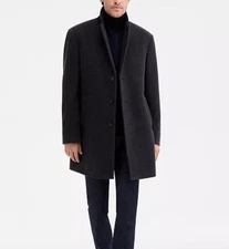 Calvin Klein Mens Prosper Wool Pea Coat Slim Fit 40L Charcoal Gray Overcoat NWOT